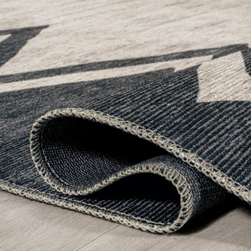 Siksak Modern Chevron Border Area Rug